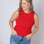 Elodie Ribbed Knit Tank - Red FINAL SALE