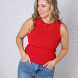 Elodie Ribbed Knit Tank - Red FINAL SALE