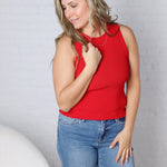 Elodie Ribbed Knit Tank - Red FINAL SALE