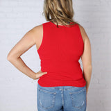 Elodie Ribbed Knit Tank - Red FINAL SALE