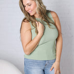 Elodie Ribbed Knit Tank - Sage Green