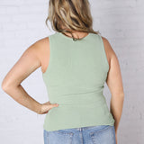 Elodie Ribbed Knit Tank - Sage Green FINAL SALE