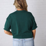Elodie Round Neck Short Sleeve Sweater - Juniper Green