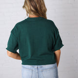 Elodie Round Neck Short Sleeve Sweater - Juniper Green