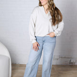 Elowin V-Neck Long Sleeve Top - Grey