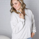Elowin V-Neck Long Sleeve Top - Grey