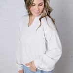 Elowin V-Neck Long Sleeve Top - Grey