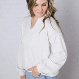 Elowin V-Neck Long Sleeve Top - Grey
