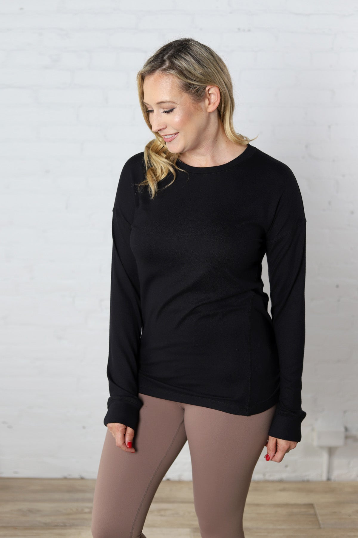 Elowyn Brushed Crew Neck - Black - FINAL SALE