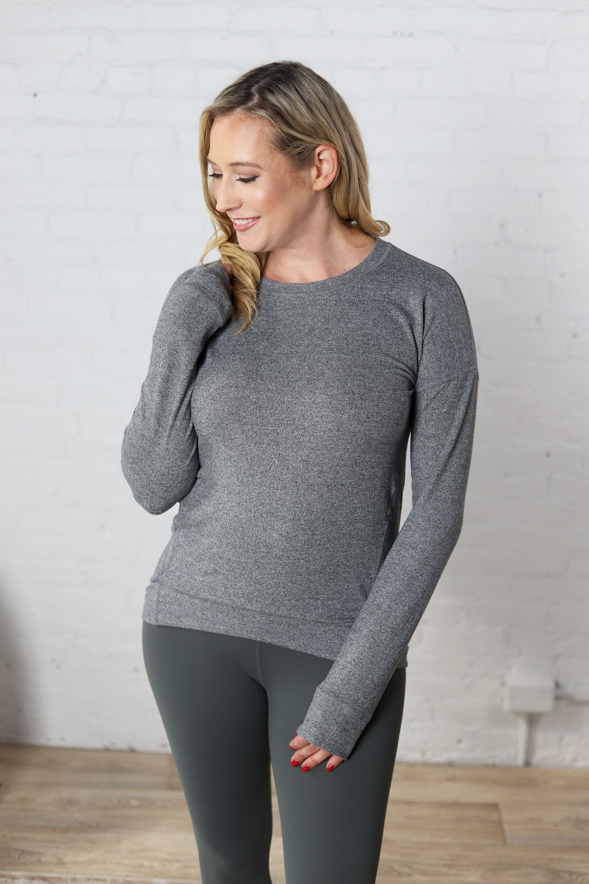 Elowyn Brushed Crew Neck - Grey - FINAL SALE