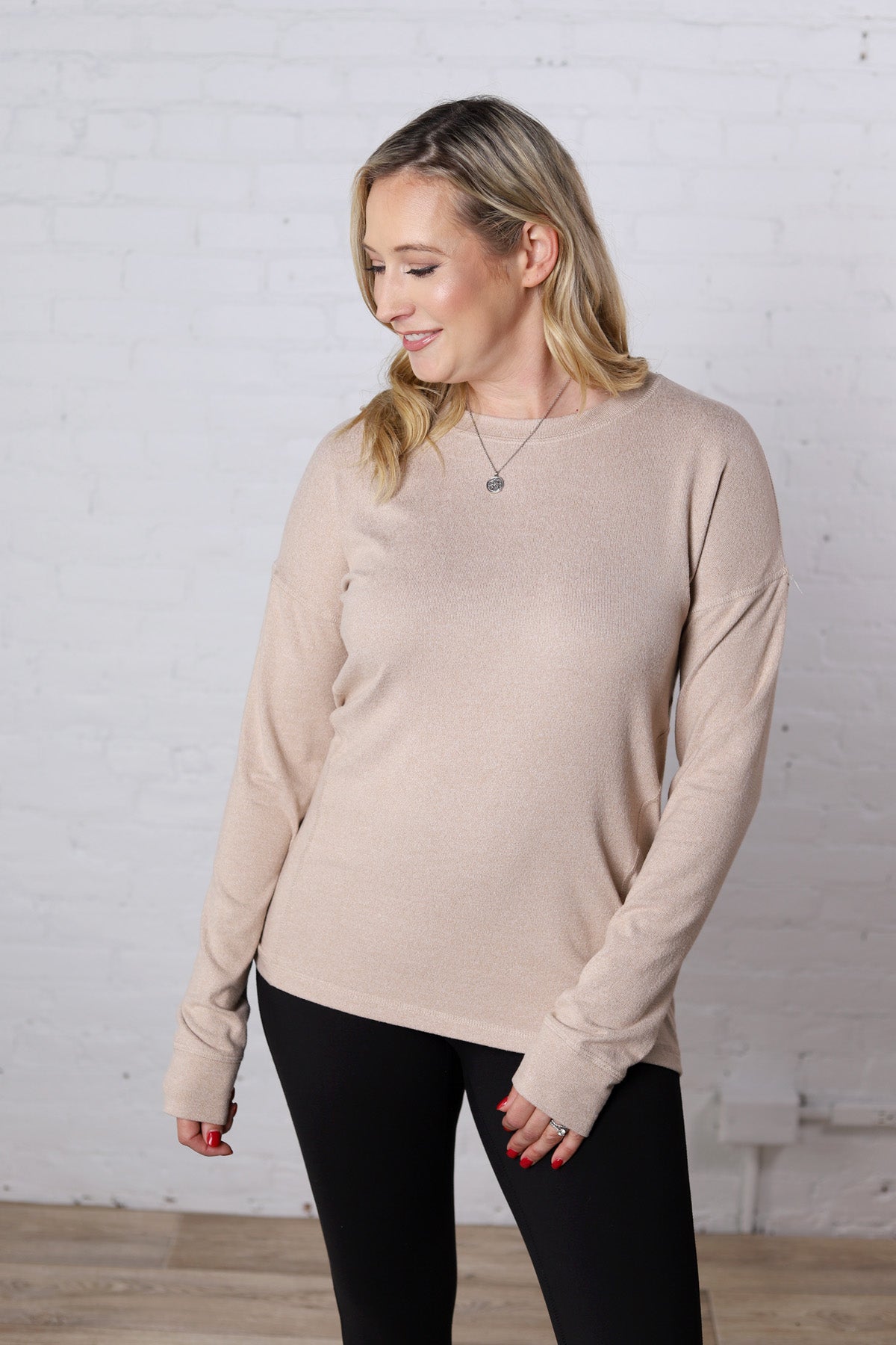 Elowyn Brushed Crew Neck - Mocha - FINAL SALE