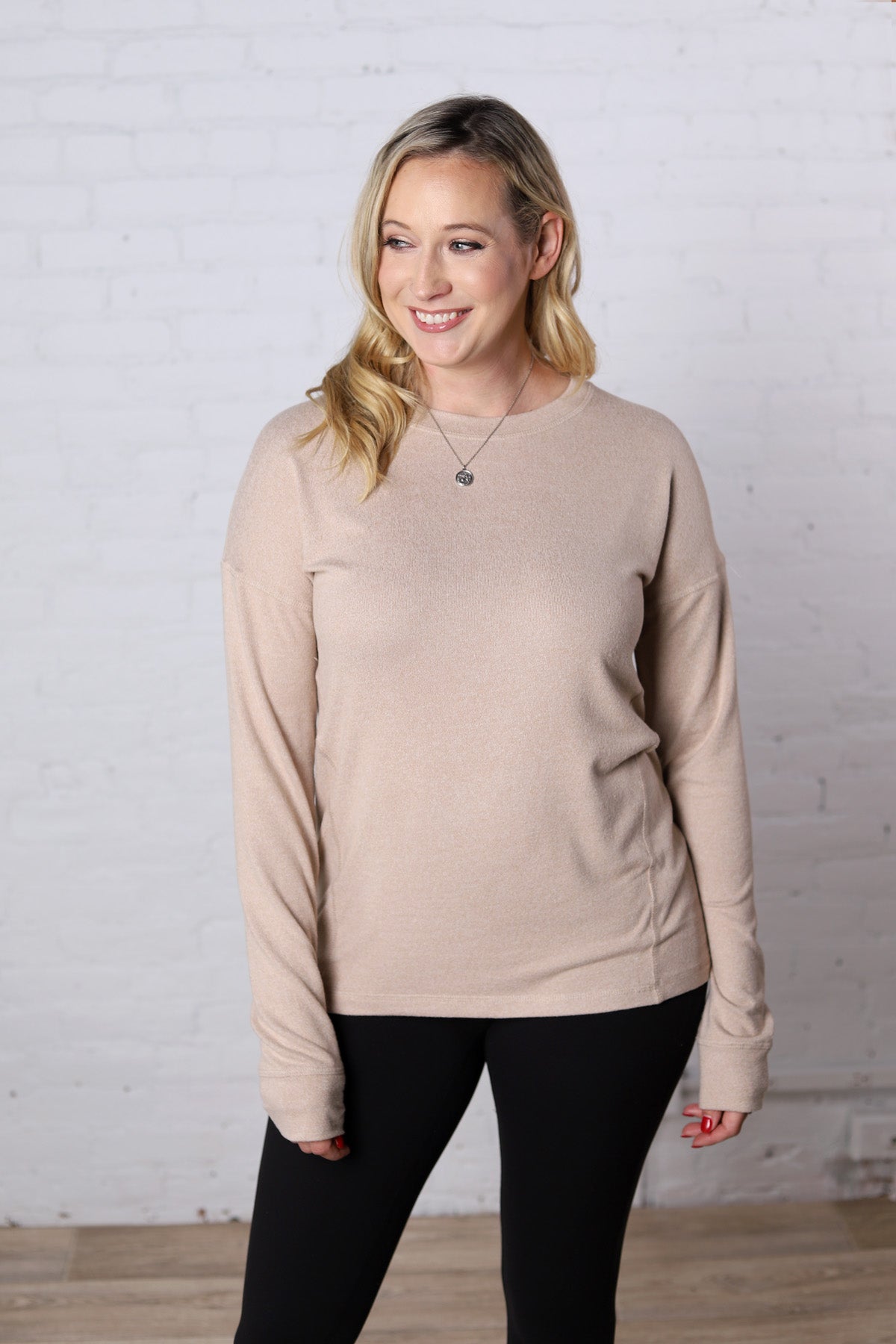 Elowyn Brushed Crew Neck - Mocha - FINAL SALE