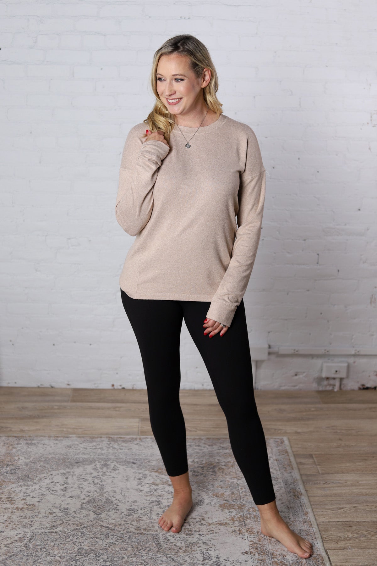 Elowyn Brushed Crew Neck - Mocha - FINAL SALE