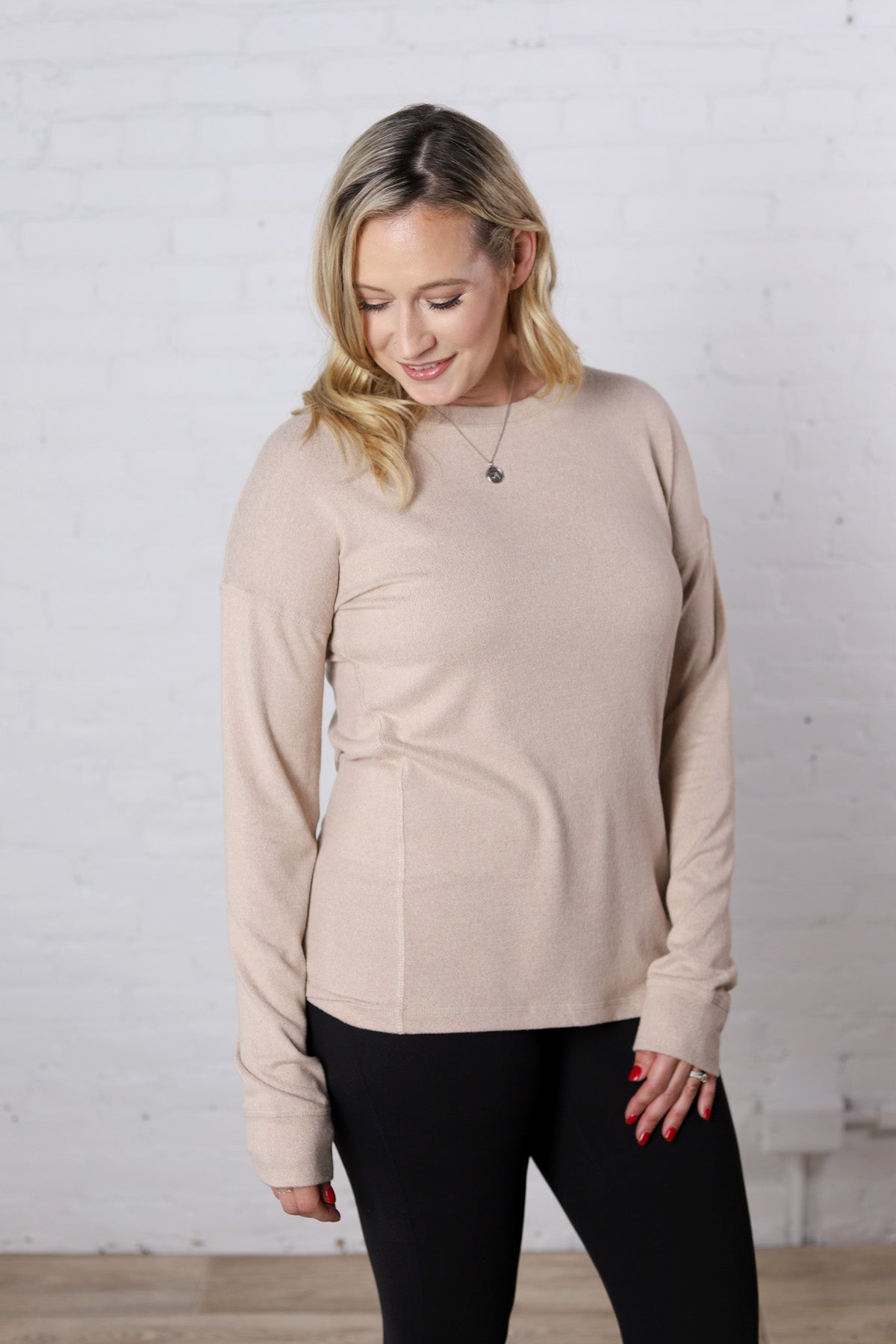 Elowyn Brushed Crew Neck - Mocha - FINAL SALE