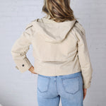Elowyn Cropped Double Breasted Trench Jacket - Khaki
