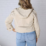 Elowyn Cropped Double Breasted Trench Jacket - Khaki