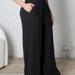 Elowyn Linen Wide Leg Pant - Black