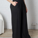 Elowyn Linen Wide Leg Pant - Black