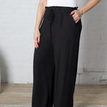 Elowyn Linen Wide Leg Pant - Black