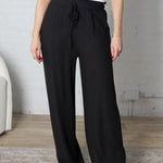 Elowyn Linen Wide Leg Pant - Black