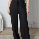 Elowyn Linen Wide Leg Pant - Black