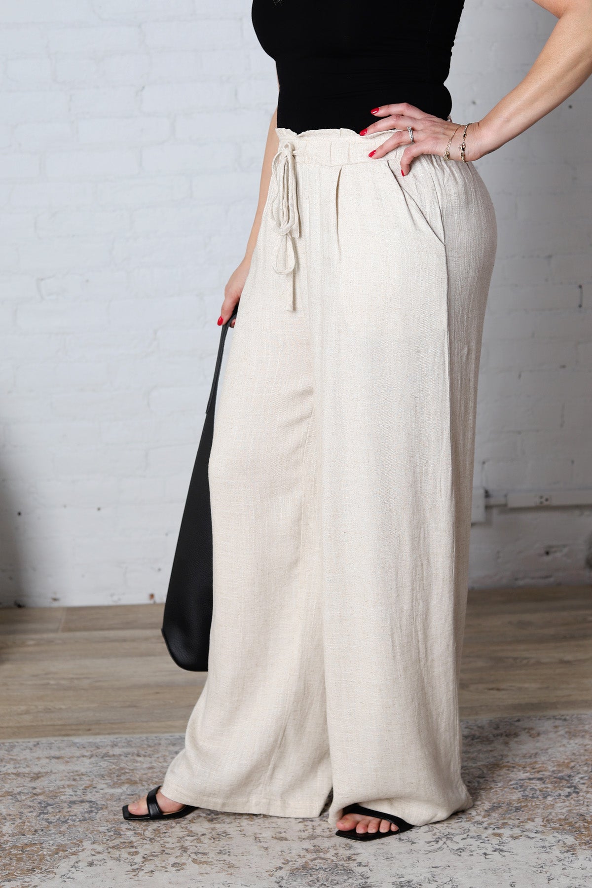 Elowyn Linen Wide Leg Pant - Oatmeal