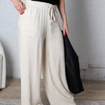 Elowyn Linen Wide Leg Pant - Oatmeal