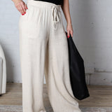 Elowyn Linen Wide Leg Pant - Oatmeal