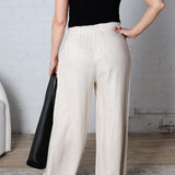 Elowyn Linen Wide Leg Pant - Oatmeal