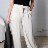 Elowyn Linen Wide Leg Pant - Oatmeal