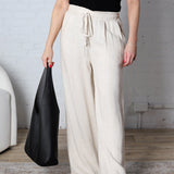 Elowyn Linen Wide Leg Pant - Oatmeal