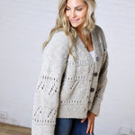 Elsie Crochet Knit Button Down Cardigan