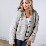 Elsie Crochet Knit Button Down Cardigan