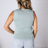 Elspeth Crew Neck Sleeveless Knit Tank - Jade