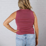 Elspeth Crew Neck Sleeveless Knit Tank - Pink