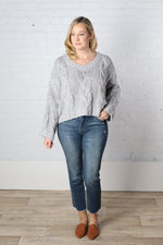 Elsy Cable Knit Sweater - Gray - Final Sale