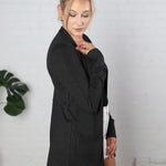 Elyse Dolman Sleeve Open Front Cardigan - Charcoal