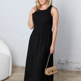 Elysia Mixed Media Midi Dress - Black