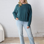 Elysia Textured Drop Shoulder Sweater - Teal