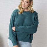 Elysia Textured Drop Shoulder Sweater - Teal