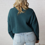 Elysia Textured Drop Shoulder Sweater - Teal