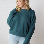 Elysia Textured Drop Shoulder Sweater - Teal