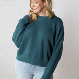 Elysia Textured Drop Shoulder Sweater - Teal