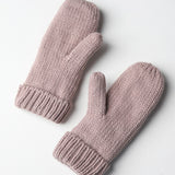 Elyza Winter Cable Knit Mittens Fleece Lined - Blush