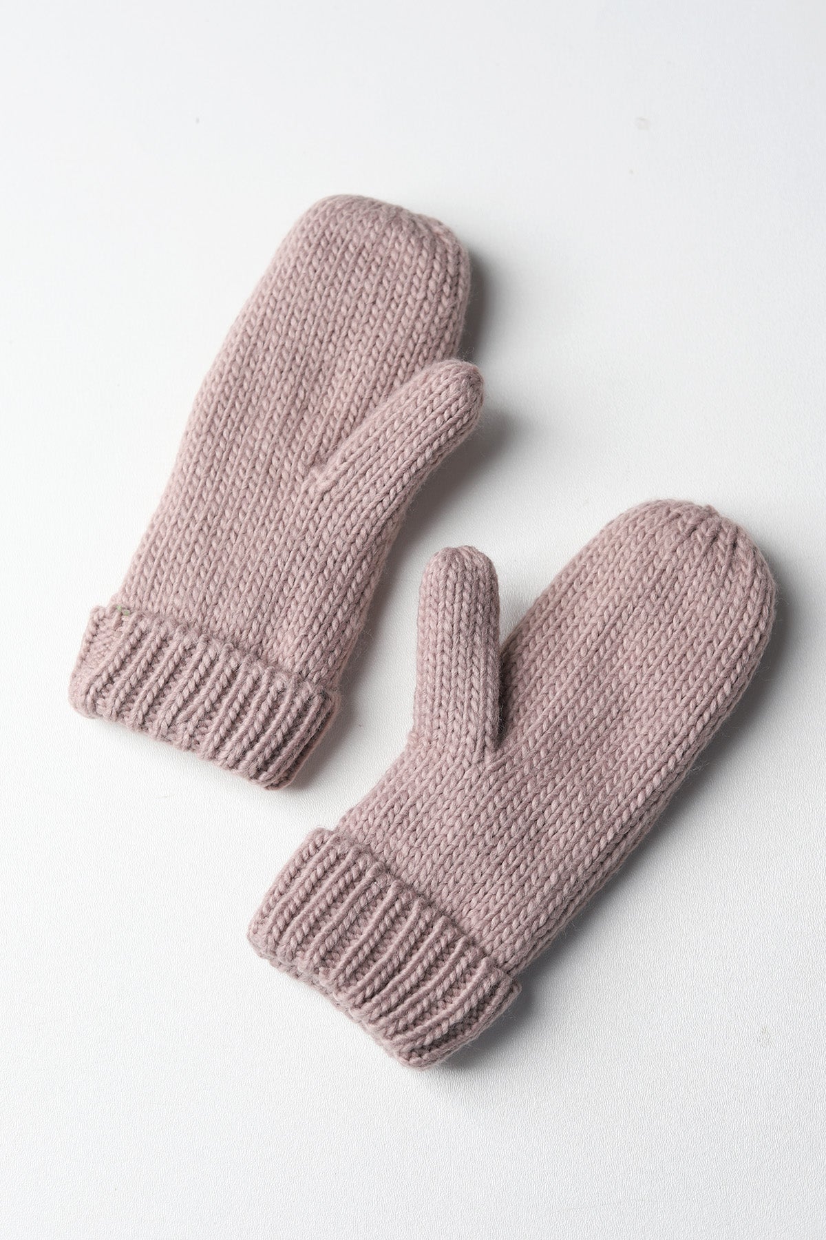 Elyza Winter Cable Knit Mittens Fleece Lined - Blush