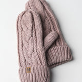 Elyza Winter Cable Knit Mittens Fleece Lined - Blush - FINAL SALE