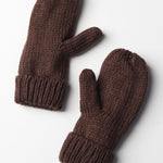 Elyza Winter Cable Knit Mittens Fleece Lined - Brown