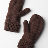 Elyza Winter Cable Knit Mittens Fleece Lined - Brown