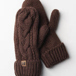 Elyza Winter Cable Knit Mittens Fleece Lined - Brown - FINAL SALE