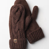 Elyza Winter Cable Knit Mittens Fleece Lined - Brown - FINAL SALE